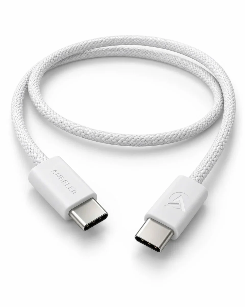 Dây ANBELER bện dù trắng với hai đầu USB-C